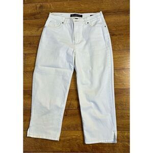 Gloria Vanderbilt Women's Size 8 White Adriana High Rise Cropped Capris Pants